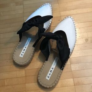 Zara natural mules with bows